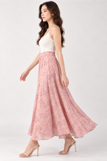 SOMERSET BAY - Floral Linen Flowy Maxi Skirt