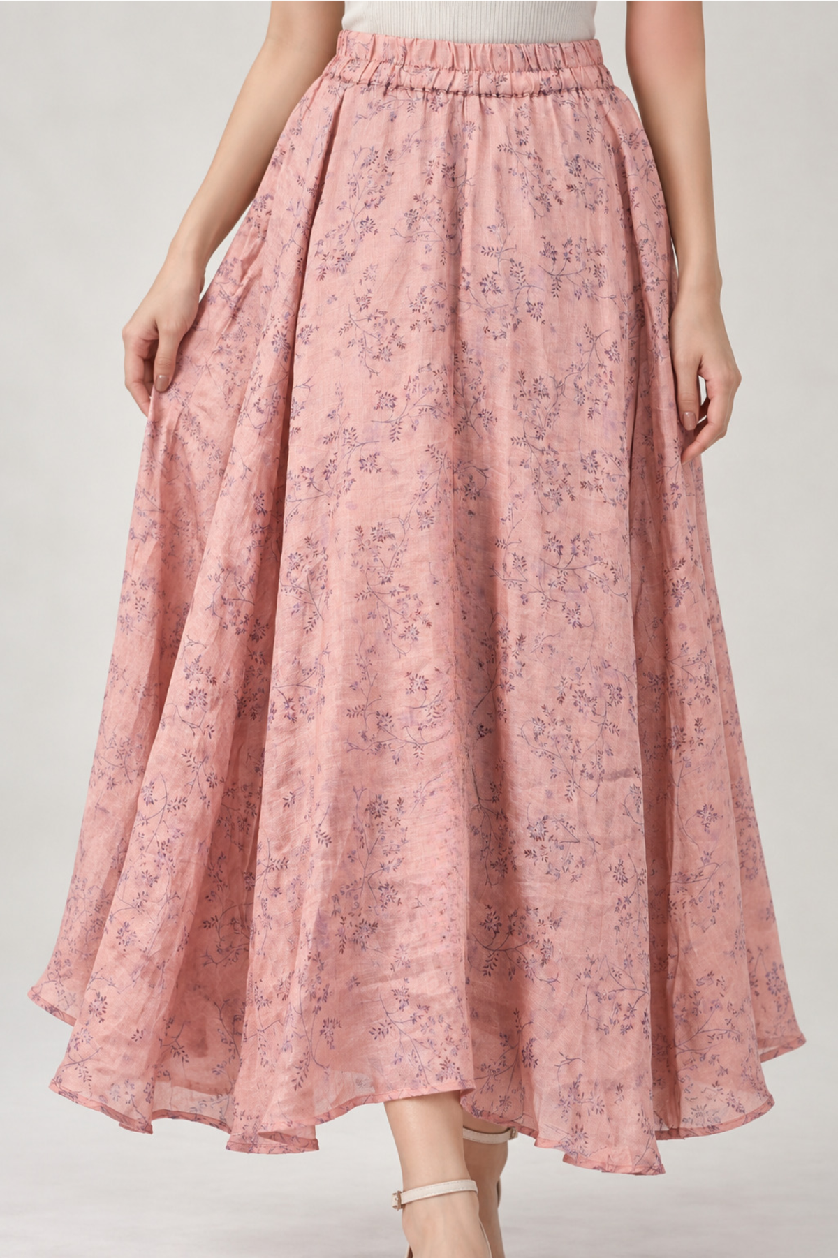SOMERSET BAY - Floral Linen Flowy Maxi Skirt