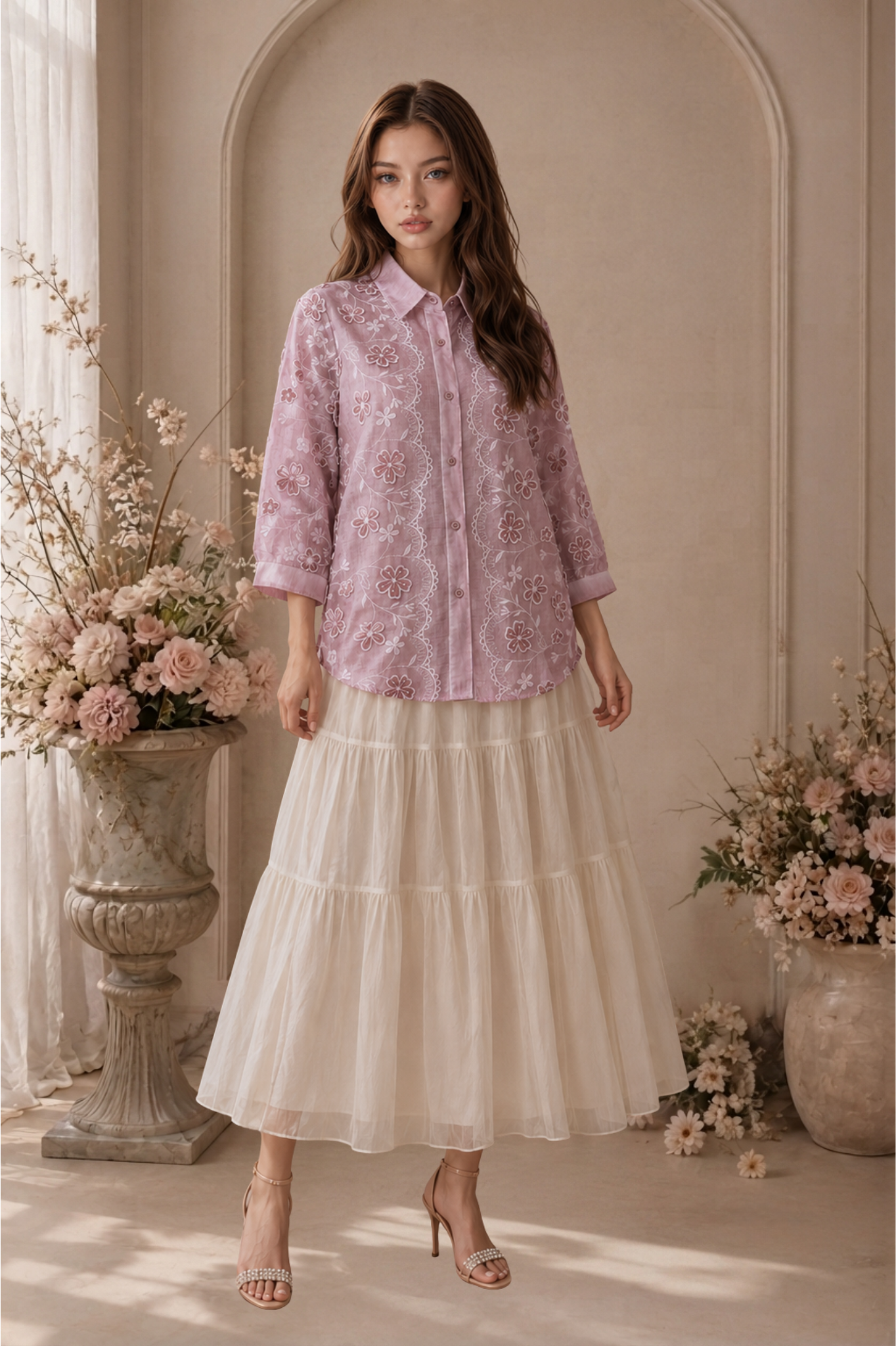 SOMERSET BAY - LONG SLEEVE EMBROIDERED BLOUSE