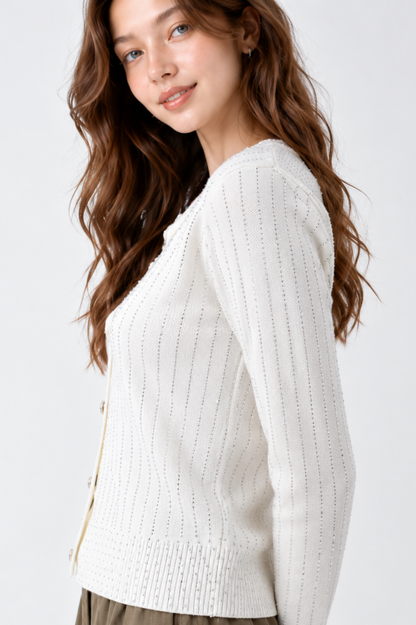 SOMERSET BAY - Pointelle Bow Cardigan