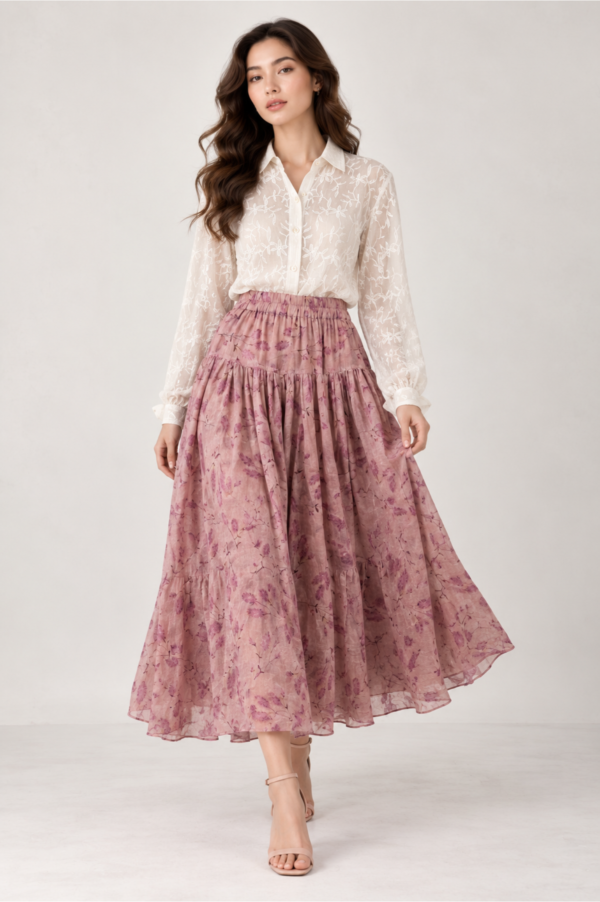 SOMERSET BAY - Floral Linen Flowy Maxi Skirt