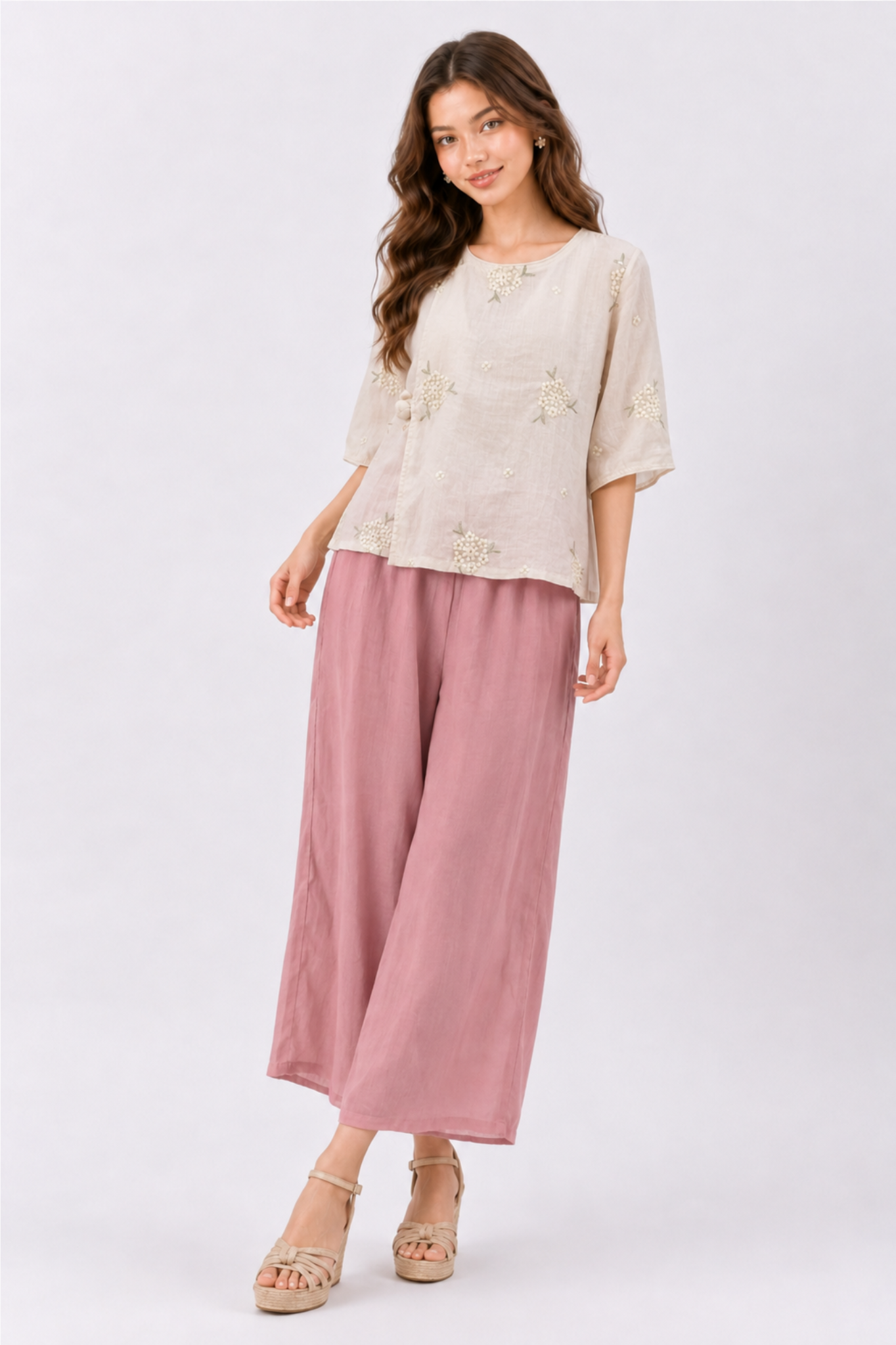 SOMERSET BAY - LINEN EMBROIDERED BLOUSE