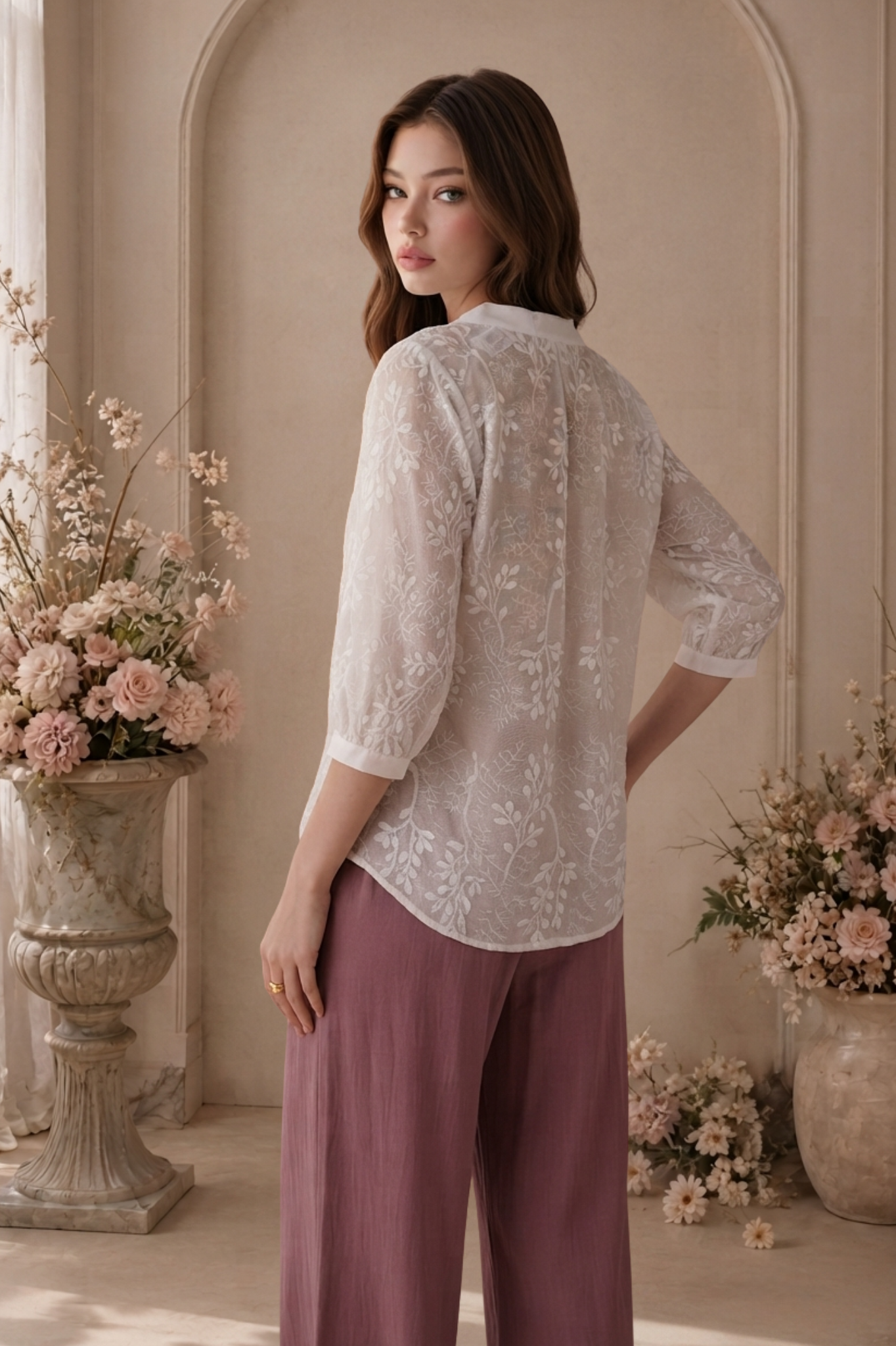 SOMERSET BAY - LONG SLEEVE EMBROIDERED BLOUSE