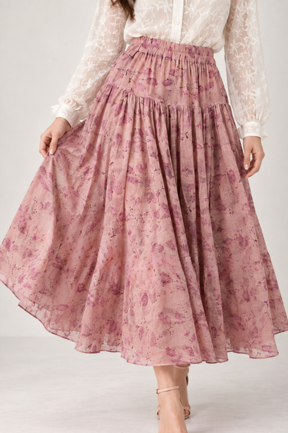 SOMERSET BAY - Floral Linen Flowy Maxi Skirt