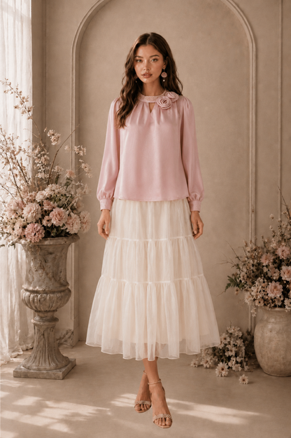 SOMERSET BAY - LONG SLEEVE SILKY BLOUSE