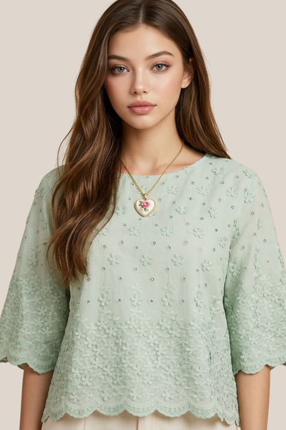 SOMERSET BAY - LONG SLEEVE EMBROIDERED BLOUSE