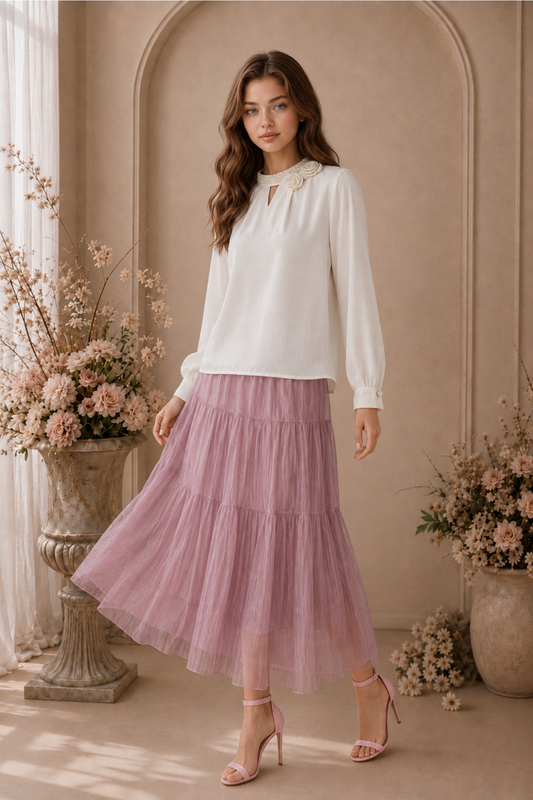 SOMERSET BAY - LONG SLEEVE SILKY BLOUSE