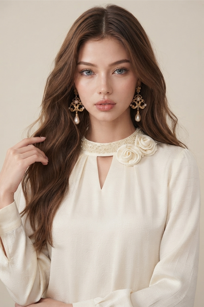 SOMERSET BAY - LONG SLEEVE SILKY BLOUSE