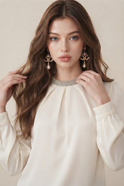 SOMERSET BAY - LONG SLEEVE SILKY BLOUSE