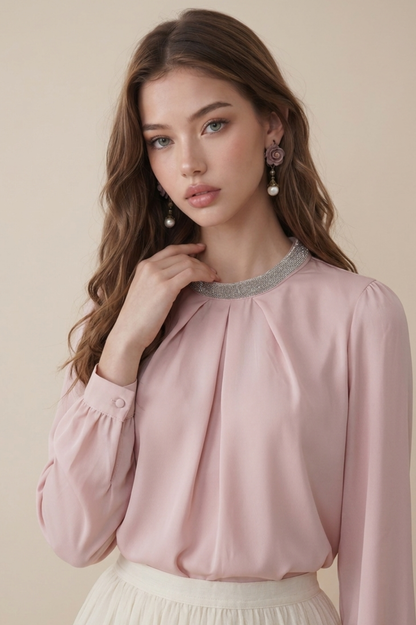 SOMERSET BAY - LONG SLEEVE SILKY BLOUSE