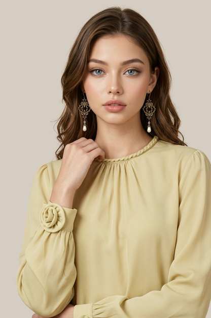 SOMERSET BAY - LONG SLEEVE SILKY BLOUSE