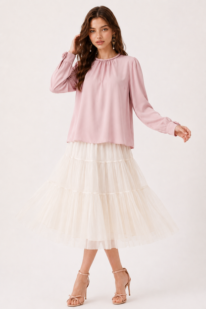 SOMERSET BAY - LONG SLEEVE SILKY BLOUSE