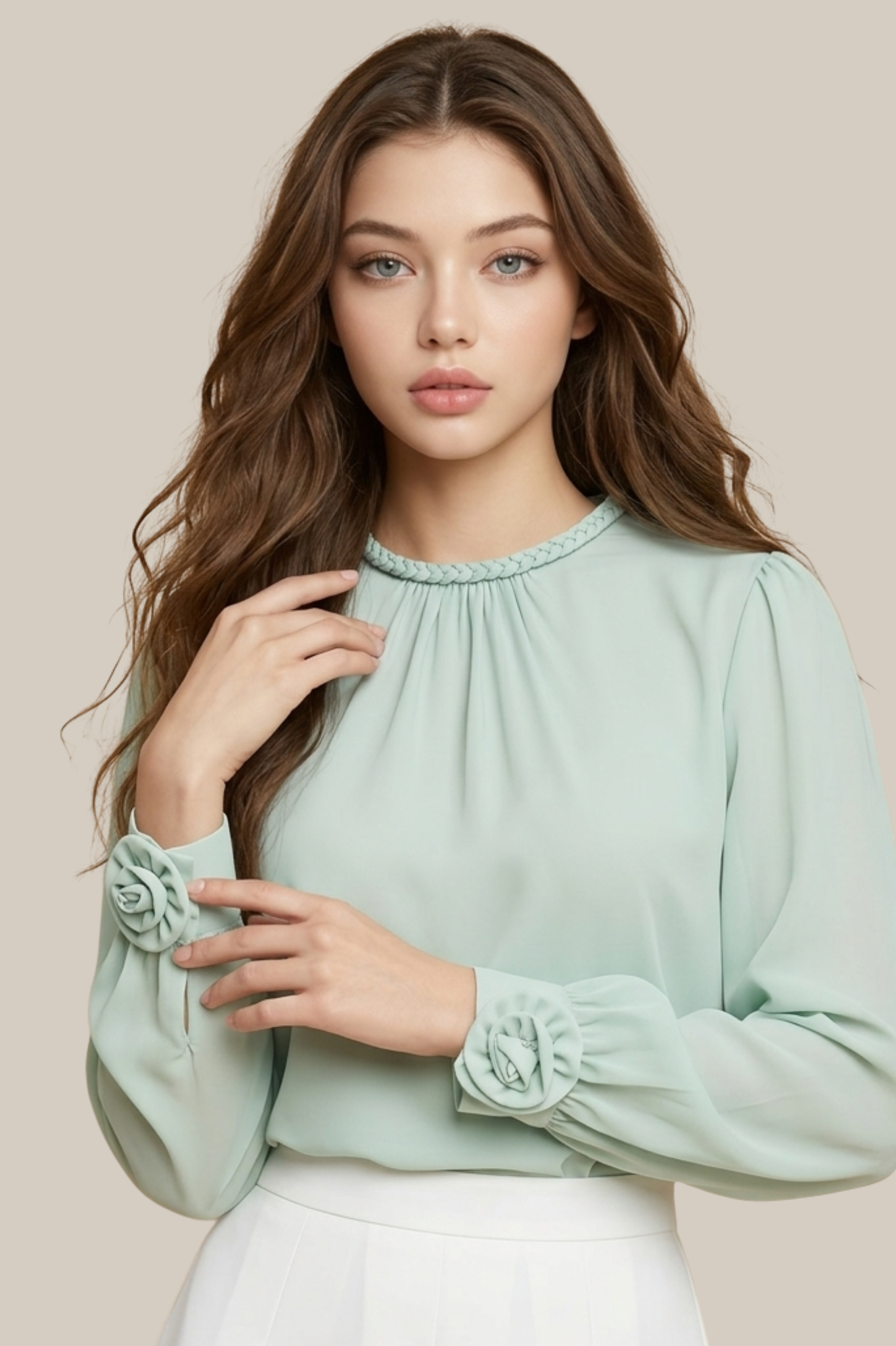 SOMERSET BAY - LONG SLEEVE SILKY BLOUSE