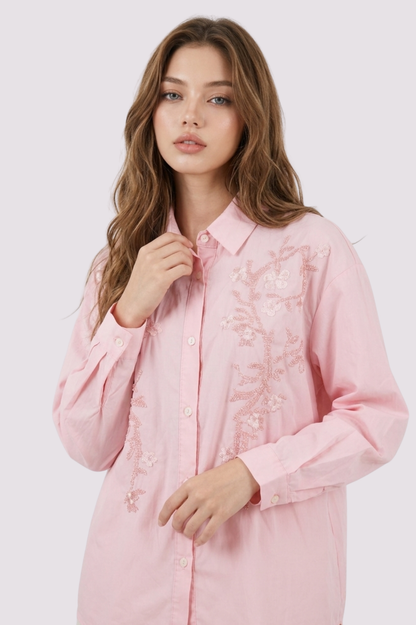 SOMERSET BAY - LONG SLEEVE BEADED & EMB BLOUSE