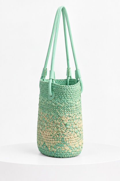 SOMERSET BAY - Seafoam Woven Cyan Straw Tote