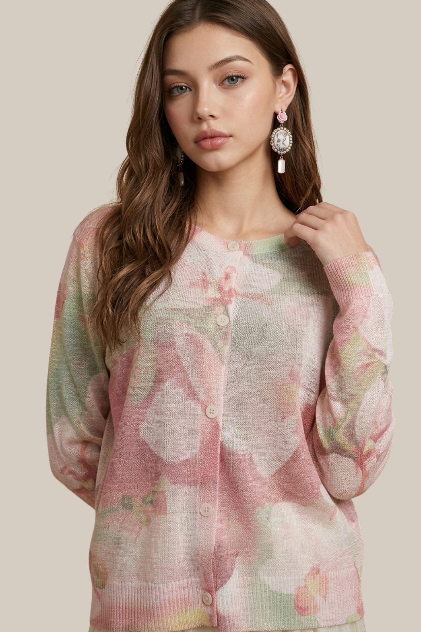 SOMERSET BAY - LONG SLEEVE PRINTED CARDIGAN