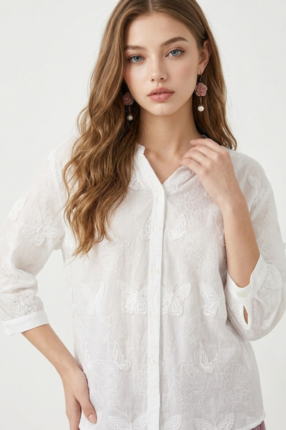 SOMERSET BAY - LONG SLEEVE EMBROIDERED BLOUSE