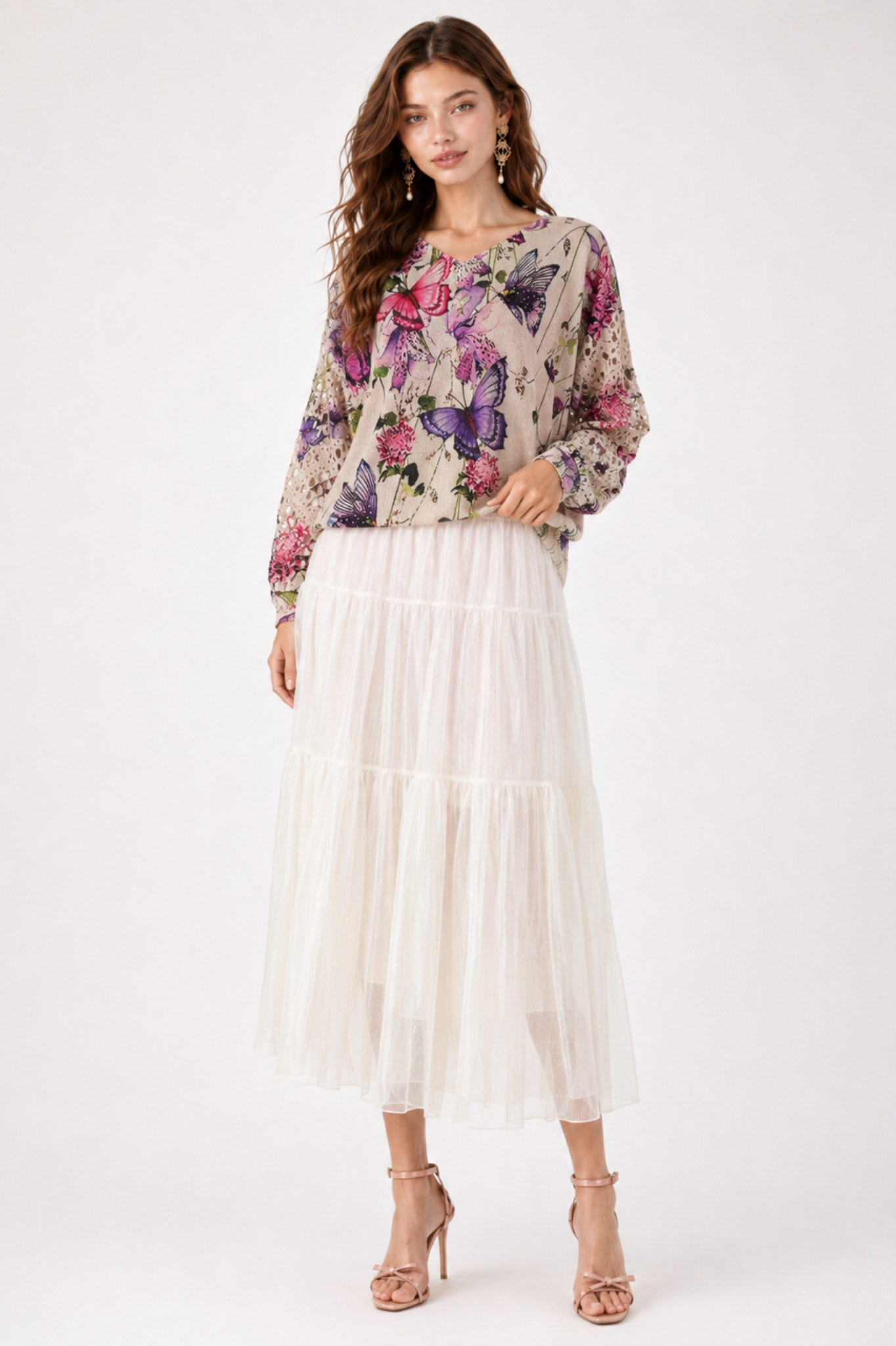SOMERSET BAY - LONG SLEEVE PRINTED BUTTERFLY KNIT TOP