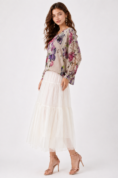 SOMERSET BAY - LONG SLEEVE PRINTED BUTTERFLY KNIT TOP