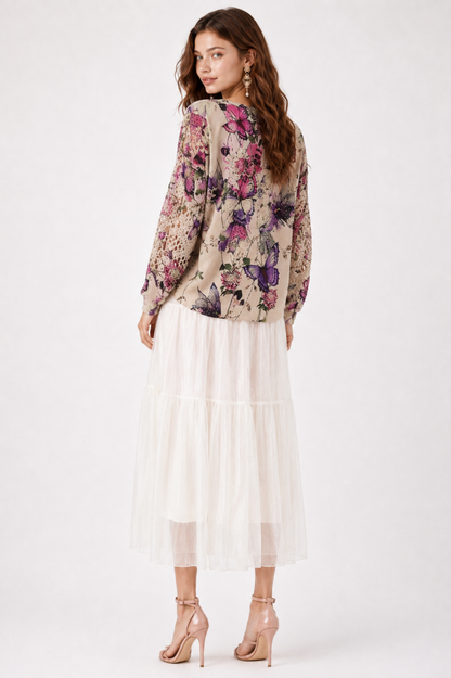 SOMERSET BAY - LONG SLEEVE PRINTED BUTTERFLY KNIT TOP