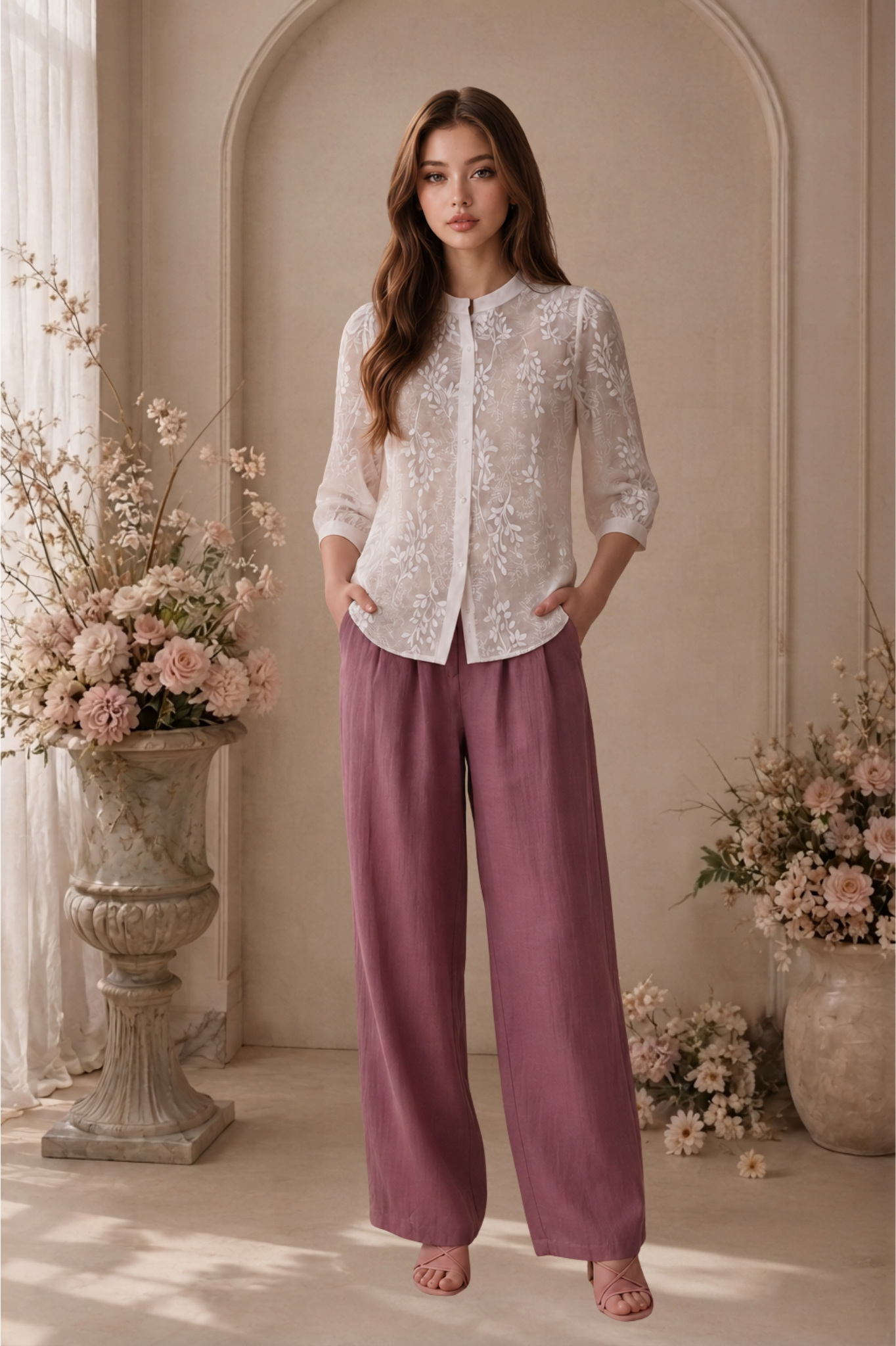 SOMERSET BAY - LONG SLEEVE EMBROIDERED BLOUSE