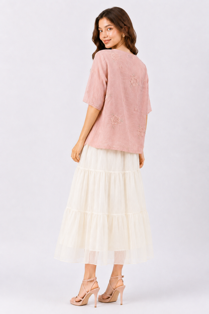 SOMERSET BAY - LINEN EMBROIDERED BLOUSE