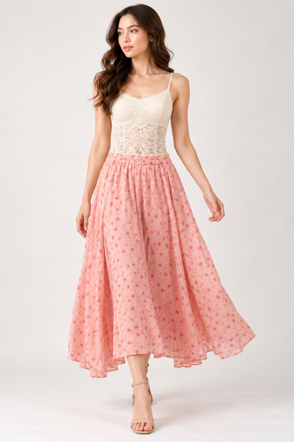 SOMERSET BAY - Floral Linen Flowy Maxi Skirt