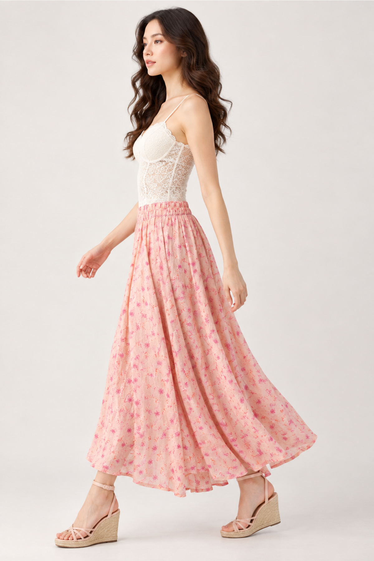 SOMERSET BAY - Floral Linen Flowy Maxi Skirt