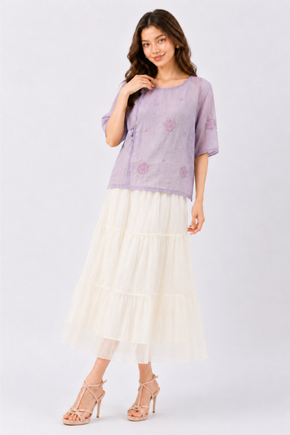 SOMERSET BAY - LINEN EMBROIDERED BLOUSE