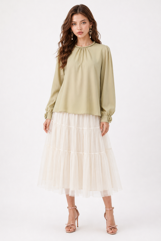 SOMERSET BAY - LONG SLEEVE SILKY BLOUSE