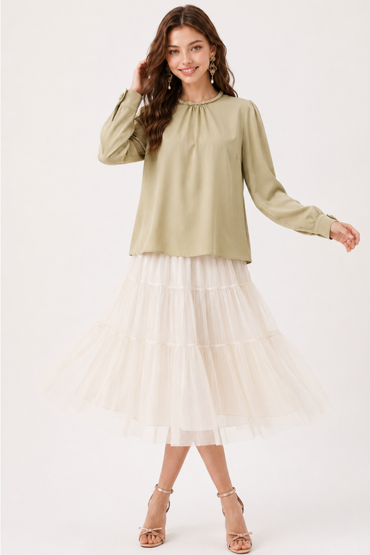 SOMERSET BAY - LONG SLEEVE SILKY BLOUSE