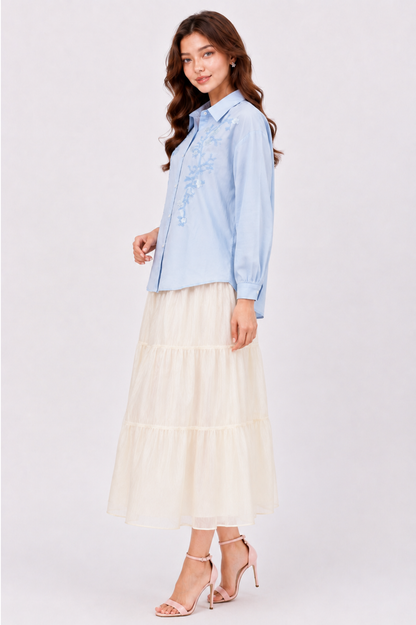 SOMERSET BAY - LONG SLEEVE BEADED & EMB BLOUSE