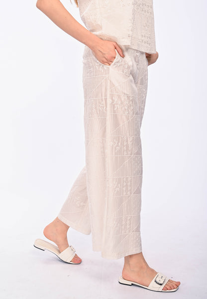 SHILOH - Schiffli flare long pants