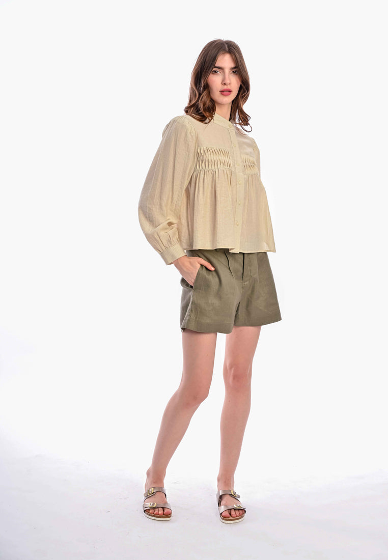 Somerset Bay - MAUREEN Long Sleeve Blouse with Pleated Details