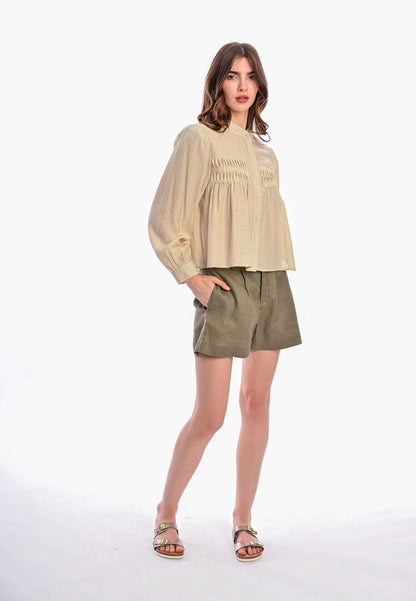 Somerset Bay - MAUREEN Long Sleeve Blouse with Pleated Details