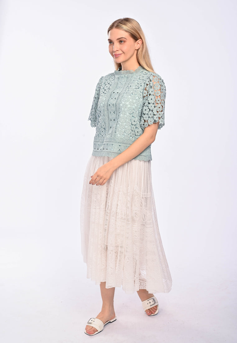 JOCELYN - Short sleeve lace blouse