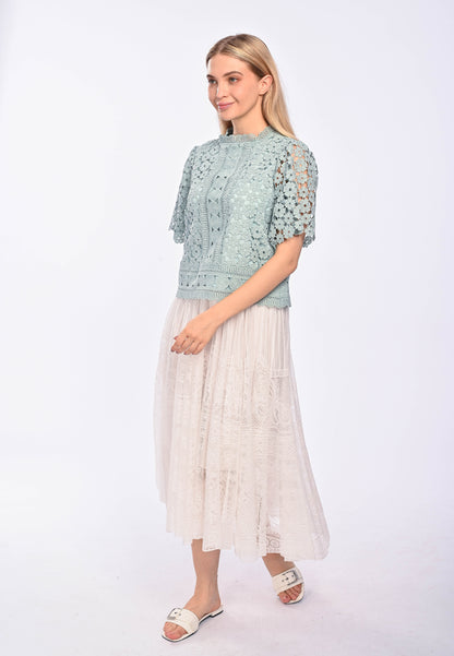 JOCELYN - Short sleeve lace blouse