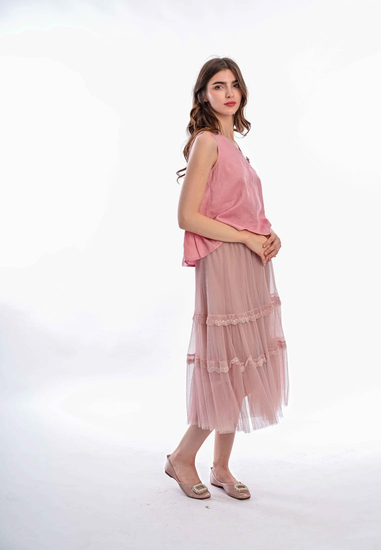 Somerset Bay - CHARLOTTE V NECK SLEEVE LESS LINEN BLOUSE