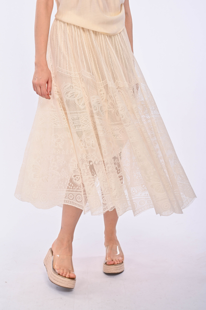 JOANNA - soft lace maxi skirt