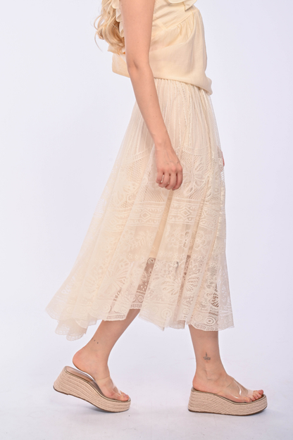JOANNA - soft lace maxi skirt