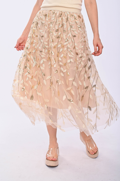 NICOLE - Sequin lace maxi skirt