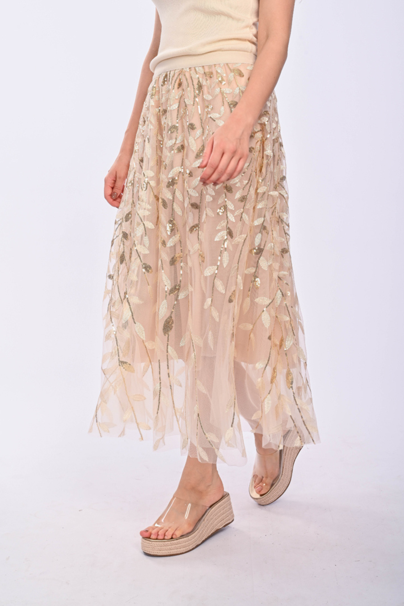 NICOLE - Sequin lace maxi skirt