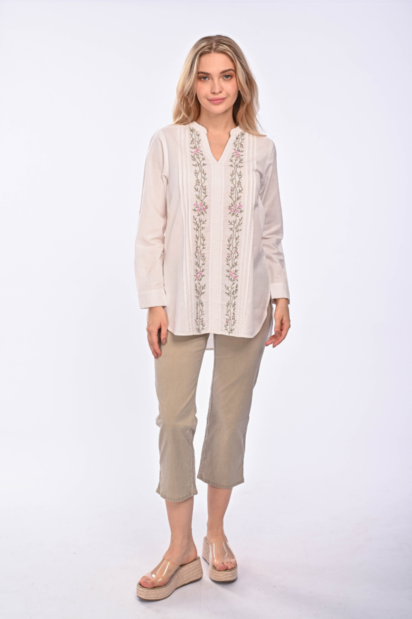 CATALEYA - long sleeve embroidered tunic