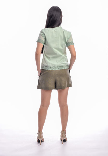 Somerset Bay - Daphne Embroidered Short Sleeve Blouse