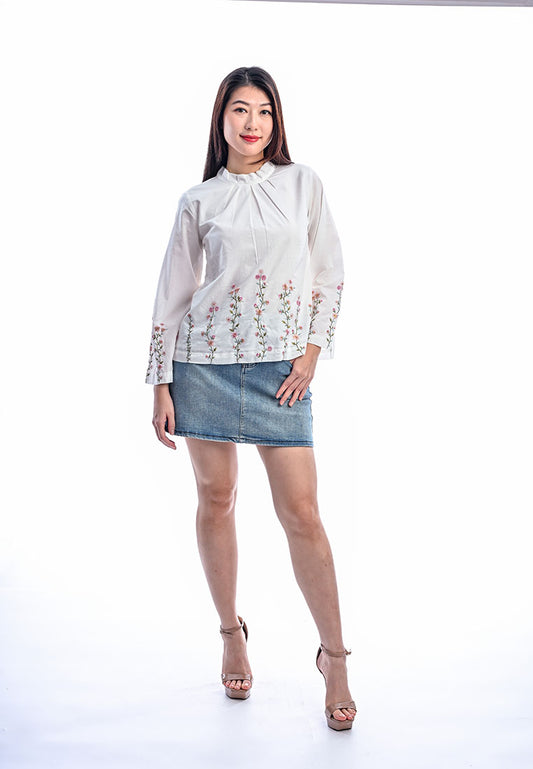 Somerset Bay - Josephine Embroidered Long Sleeve Blouse