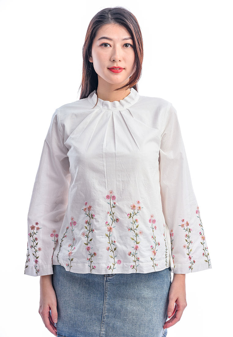 Somerset Bay - Josephine Embroidered Long Sleeve Blouse