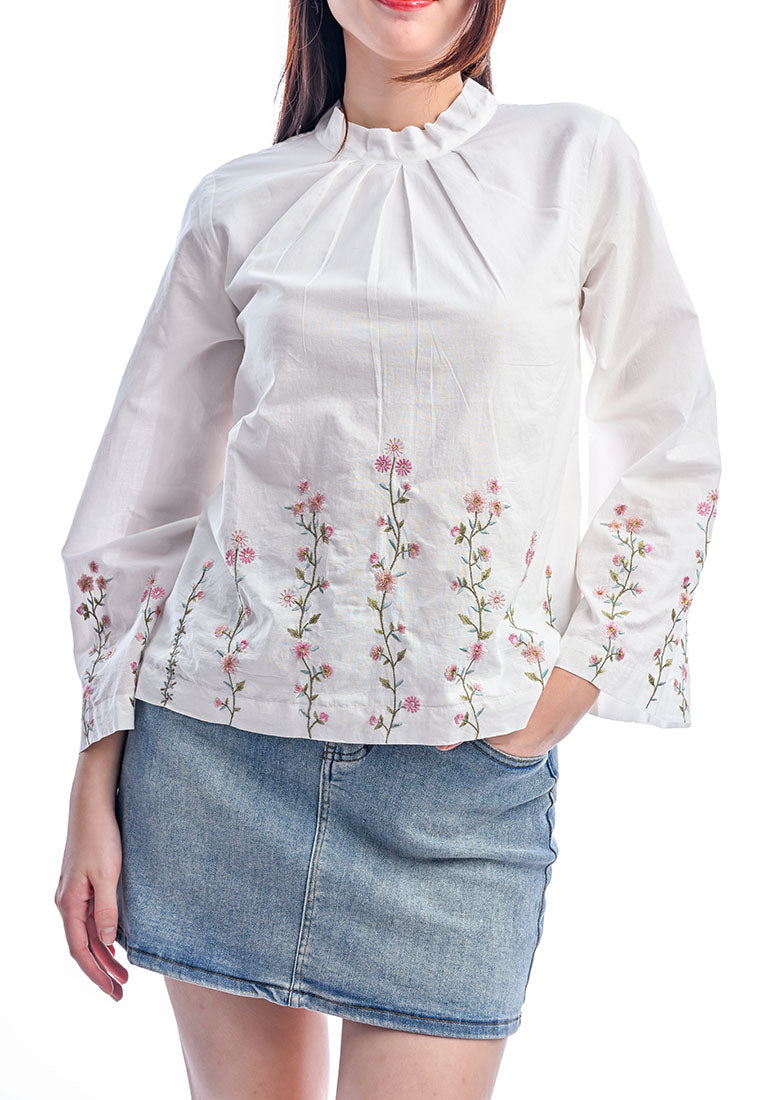 Somerset Bay - Josephine Embroidered Long Sleeve Blouse