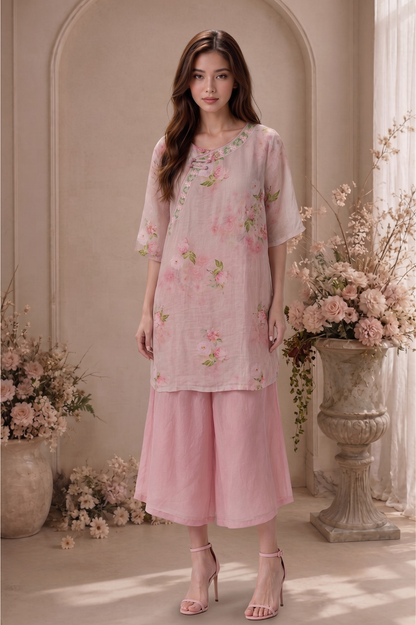 SOMERSET BAY -  THREE QUARTER SLEEVE PINK BLOUSE