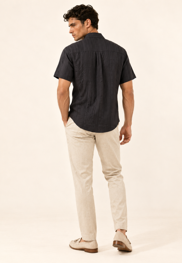 East India Company - Striped Crinkle-Look Shirt