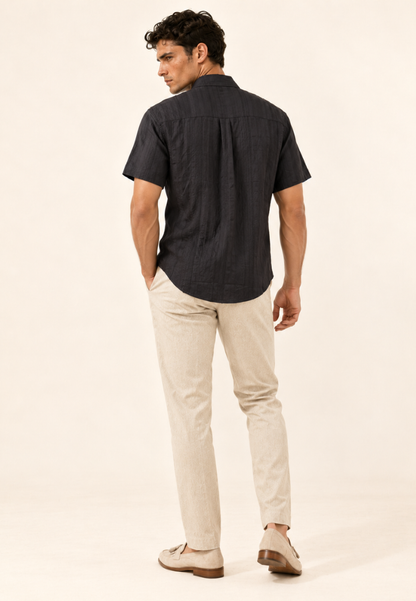 East India Company - Striped Crinkle-Look Shirt